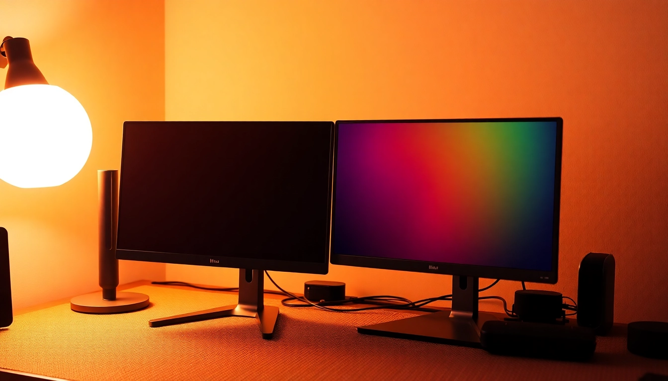 Efficient dual monitor install demonstrating a modern workspace setup with sleek designs.