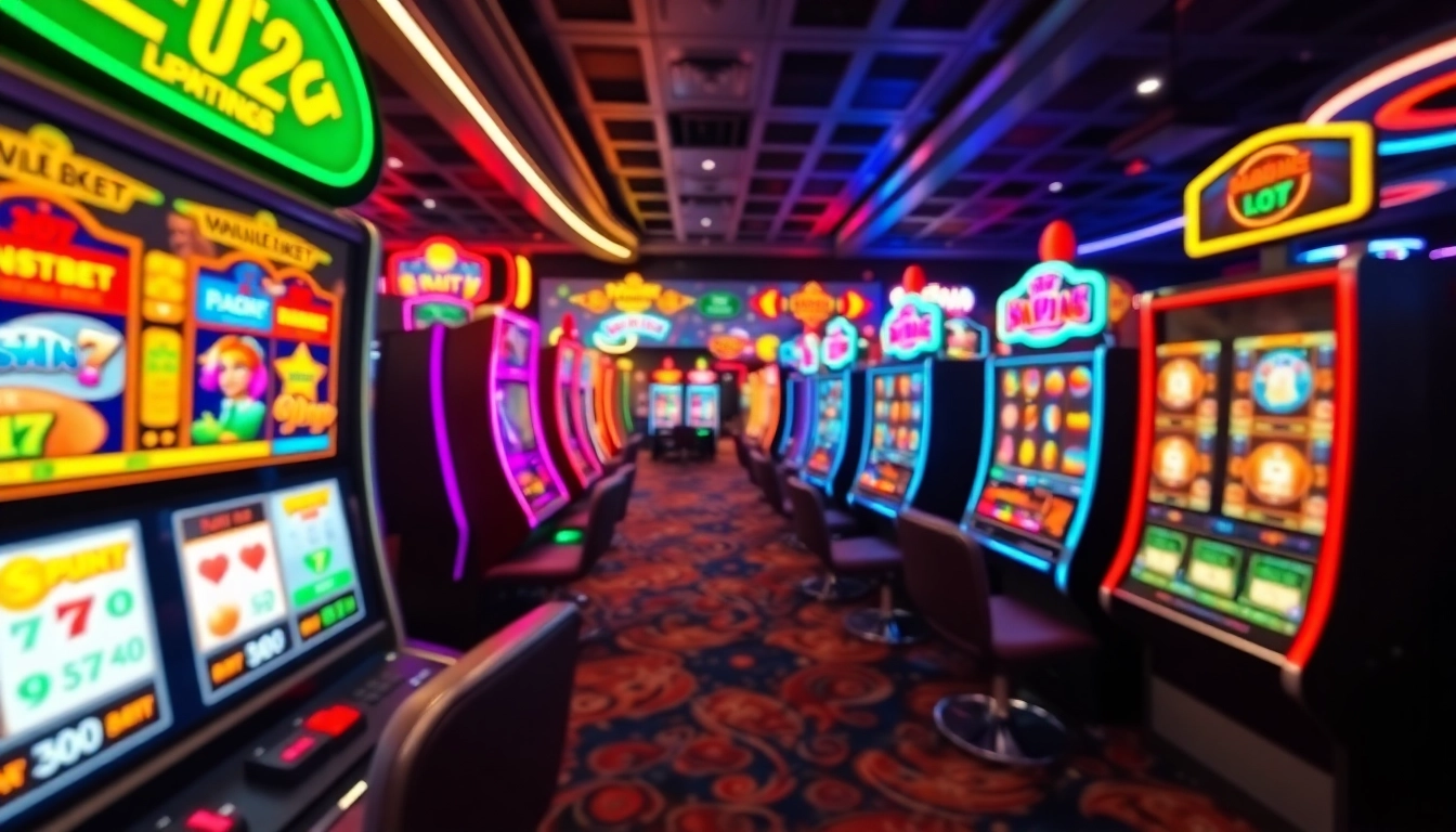 Experience the thrill of slot bet kecil with colorful slot machines in a vibrant casino atmosphere.