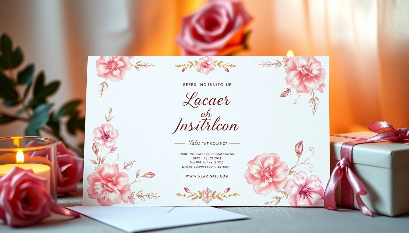 Design an elegant invitation showcasing floral patterns and soft colors for a special event.