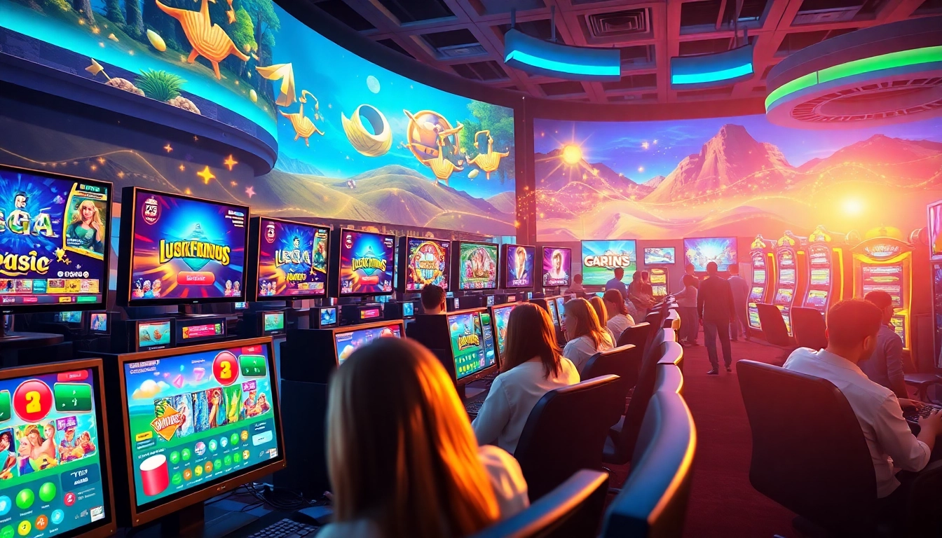 Engaging scene showcasing lively internet casinos with players in a digital gaming environment.