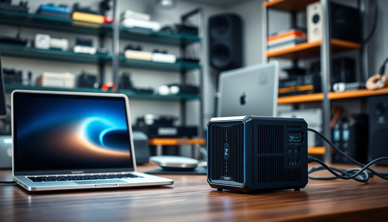 Showcase TPower power supply unit integrated into a modern electronic workspace, highlighting its innovative design.