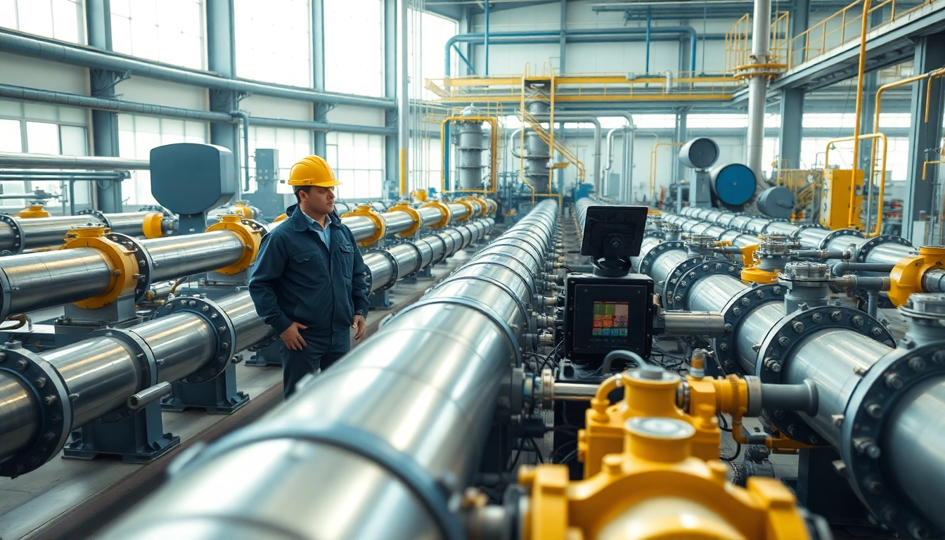 Piping stress Company engineers analyzing complex piping systems in a modern industrial setup.