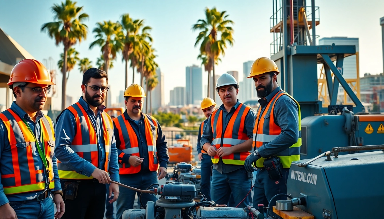 Contractors representing the southern california contractors association actively collaborating on a construction site.