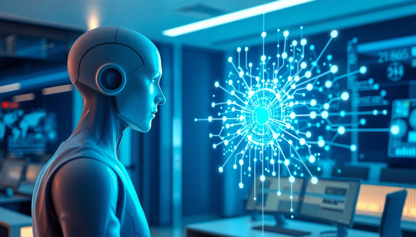 Engaging representation of agentic AI showcasing a humanoid figure with a neural network.