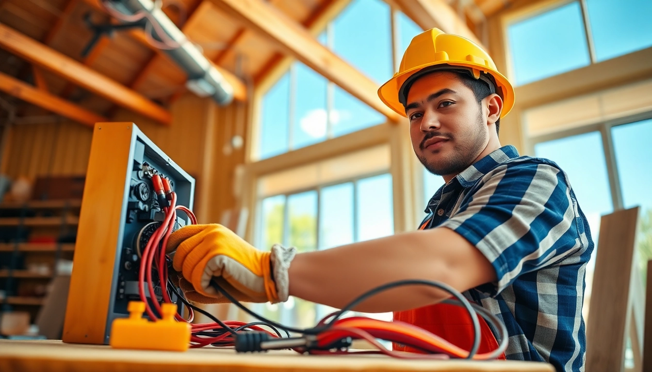 Electrician apprenticeship Hawaii in action with an apprentice working on an electrical panel.