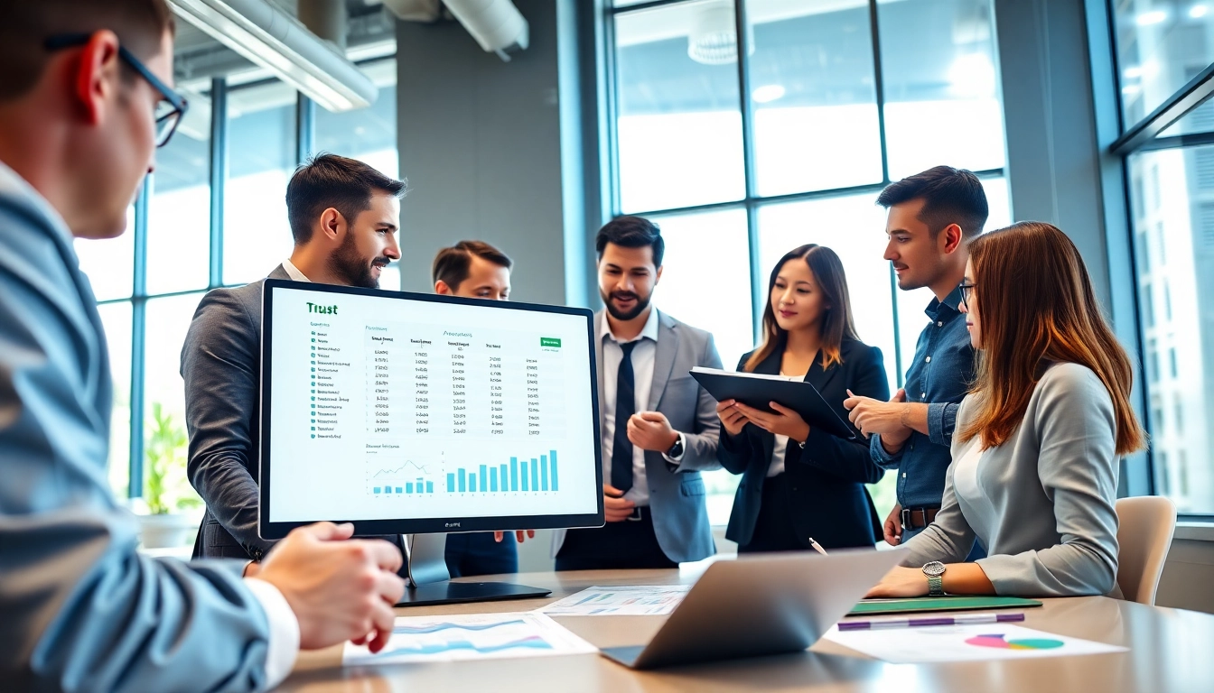 Showcasing the best accounts payable tools in a collaborative office scene emphasizing teamwork and technology.