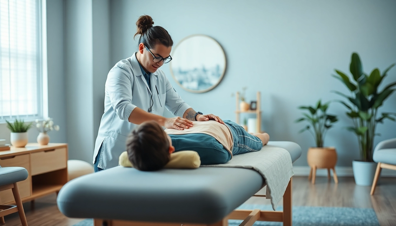 Engaging chiropractor near me adjusting a patient in a welcoming clinic environment.