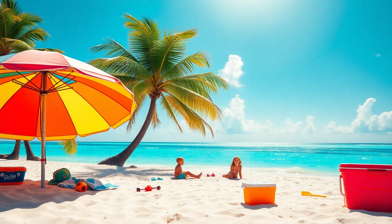 Experience Livingstone Vacations Bahamas Travel with a joyful family enjoying a sunny beach day.