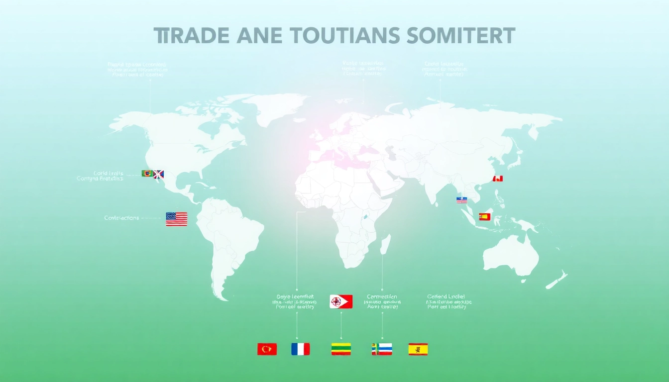 Visual representation of trade agreements showcasing a world map highlighting countries involved in various agreements.