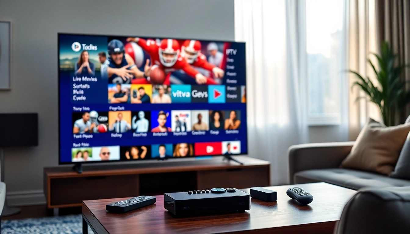 Explore the variety of IPTV Subscription offerings in a vibrant living room.