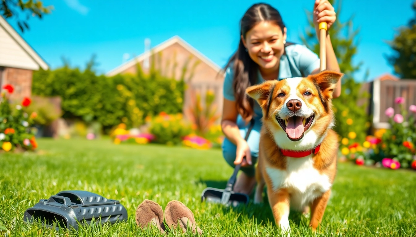 Alamo Ranch poop scooper providing pet waste removal in a vibrant backyard environment.