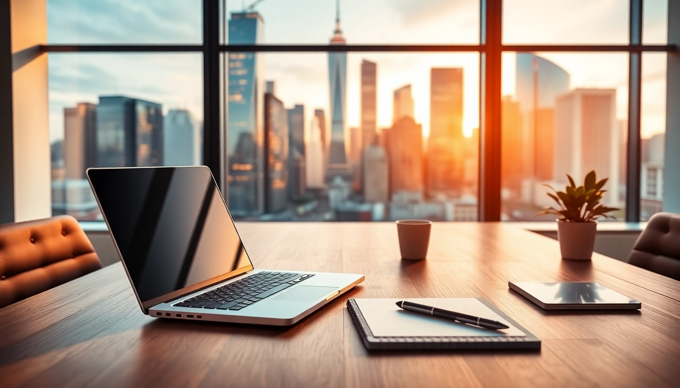 Showcasing a modern workspace with a virtual office address, emphasizing professionalism and productivity.