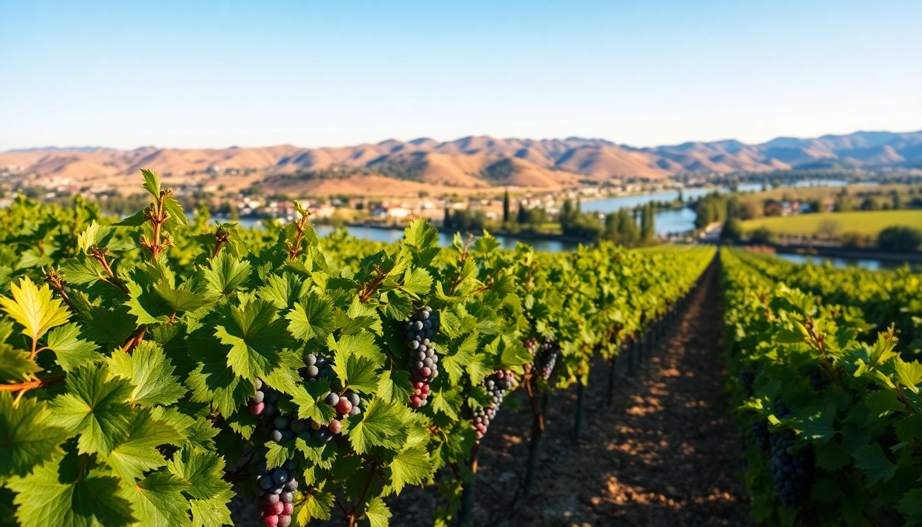 Clarksburg vineyards in California showcasing lush grapevines and scenic views.