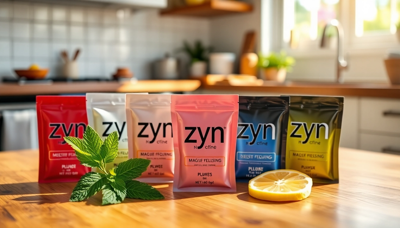 Showcasing zyn nicotine pouches with a variety of flavors and a fresh atmosphere.