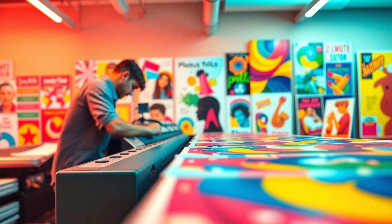 Vibrant school poster printers at work, showcasing colorful designs and high-quality printing.