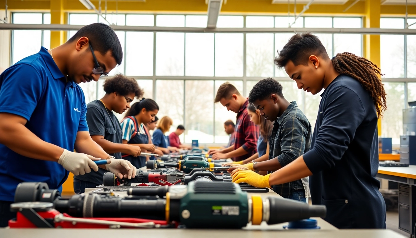 Students engaged in hands-on training at a trade school in Knoxville, TN