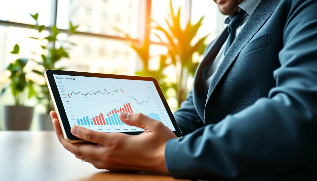 Analyze strategies for Recurring Revenue (Build) with entrepreneur in modern office.