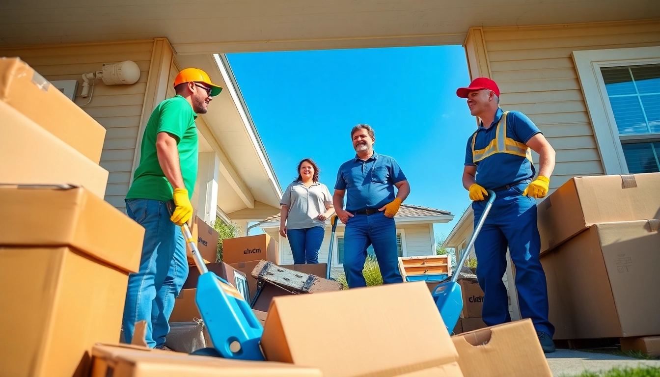 Junk removal service team efficiently clearing out clutter from a home environment.
