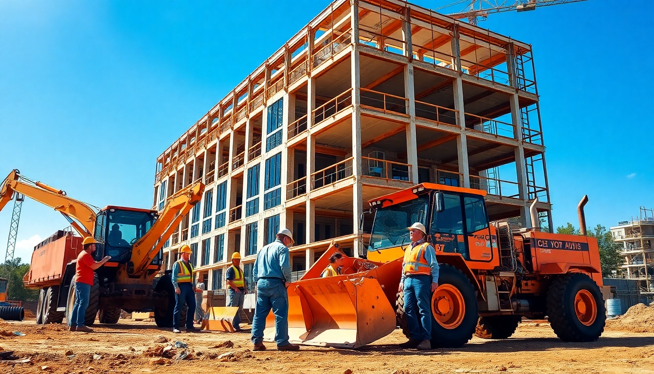 Constructing a new structure in Austin construction with a dedicated team of professionals on site.