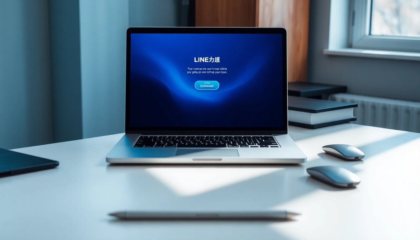 Download line電腦版下載 while immersed in a sleek computer workspace with modern aesthetics and natural light.