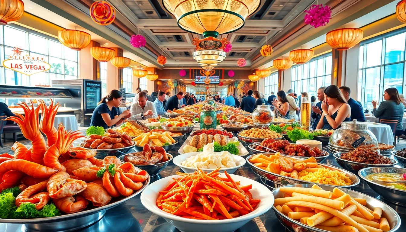 Indulge in Buffets in Vegas featuring a lavish array of dishes and vibrant dining atmosphere.