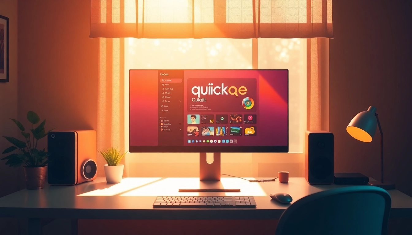 Download quickq下载 with an engaging user interface and sleek design on a modern computer setup.