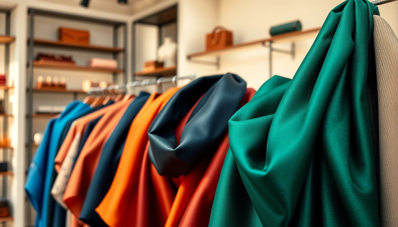 Showcase of silk scarves for women in vibrant colors and luxurious textures inside a boutique