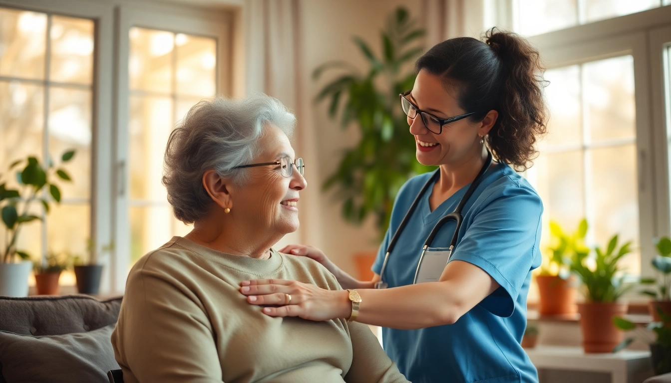 Caregiver providing compassionate senior care in Austin, TX, showcasing warmth in a home environment.