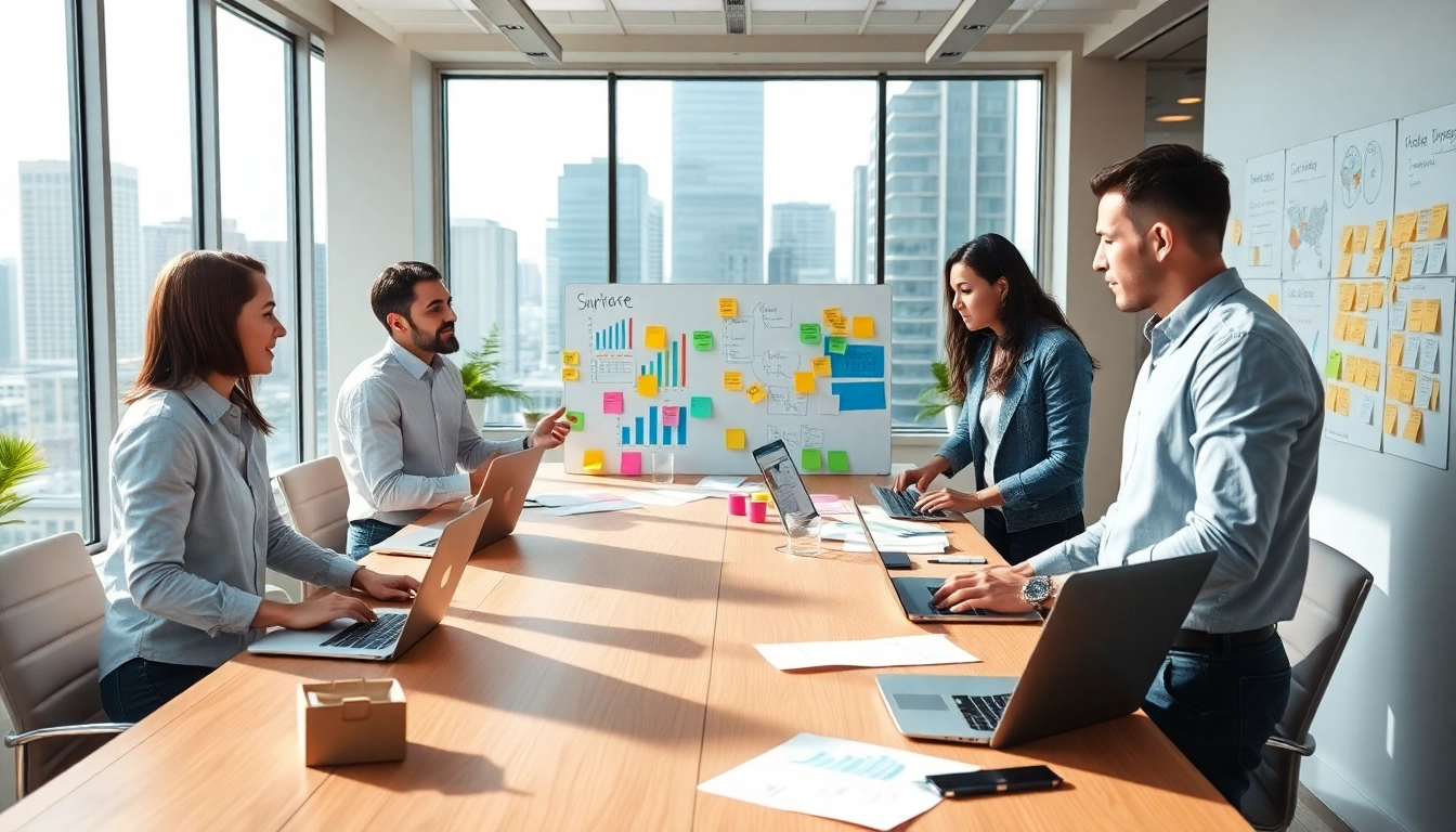 Collaboration scene highlighting a launchsuccessfulstartup in a vibrant office atmosphere.