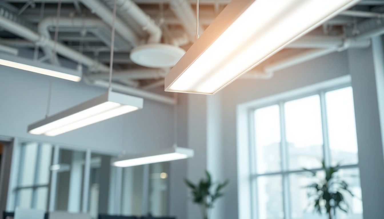 Illuminate your workspace with a sleek and modern LED Linear Light fixture in use.