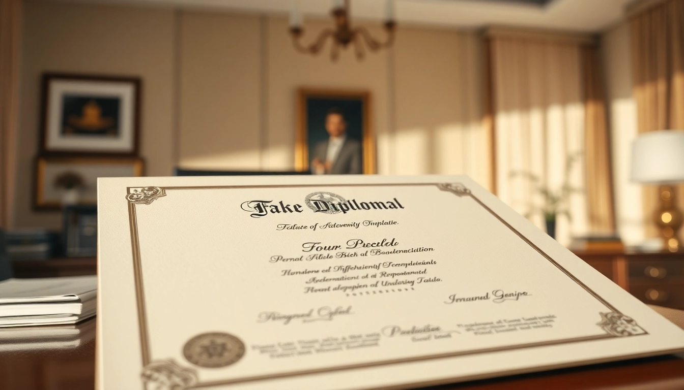 Buy a fake diploma displayed in a professional office setting, showcasing authenticity and quality.