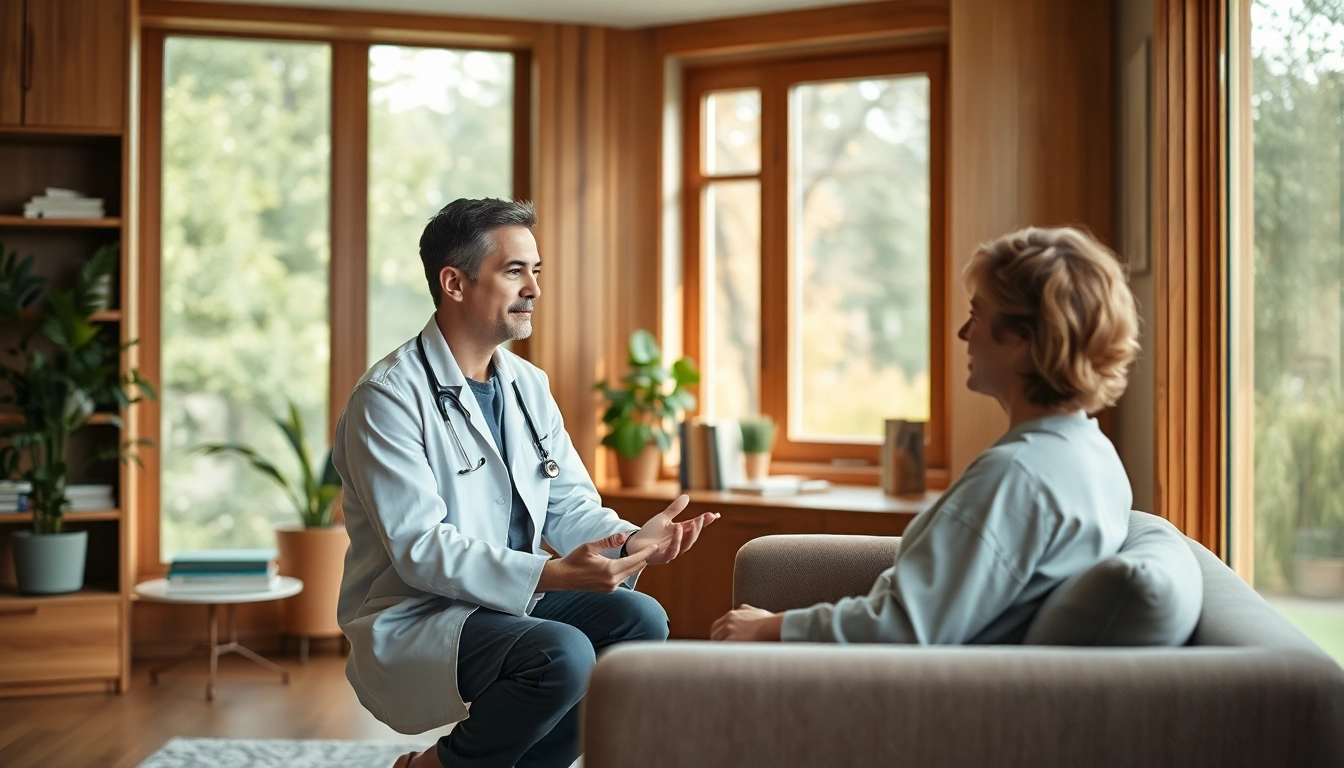 Consultation for depression treatment dubai in a calming therapy room with natural light.
