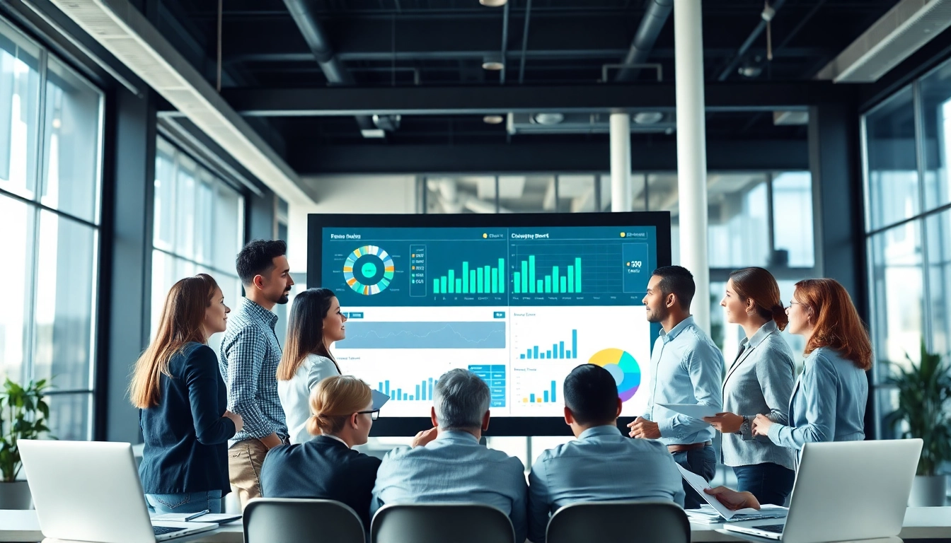 Team collaborating on competitive intelligence analysis in a bright office space, enhancing strategic insights.
