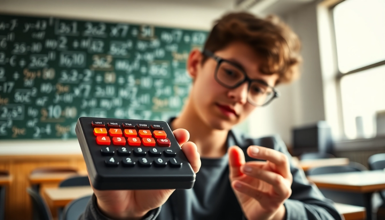Using an Algebra Calculator for interactive problem-solving in a modern classroom environment.