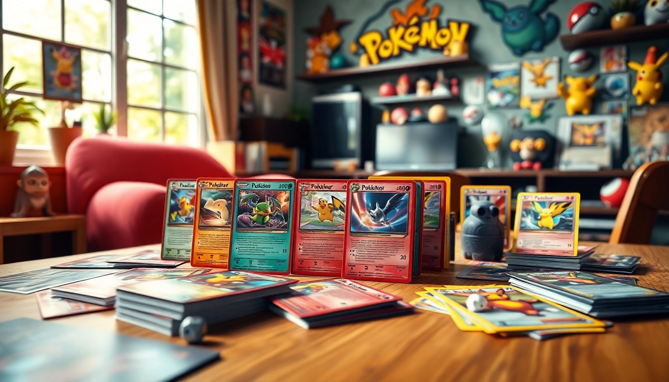 Showcase of Pokemon tcg india trading cards arranged vividly on a tabletop.