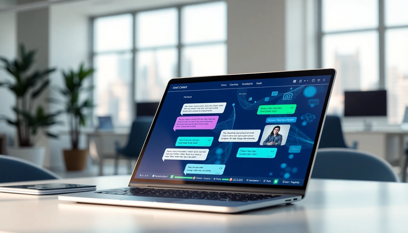 Engaging website chatbot interface enhancing user experience in a modern office setting.