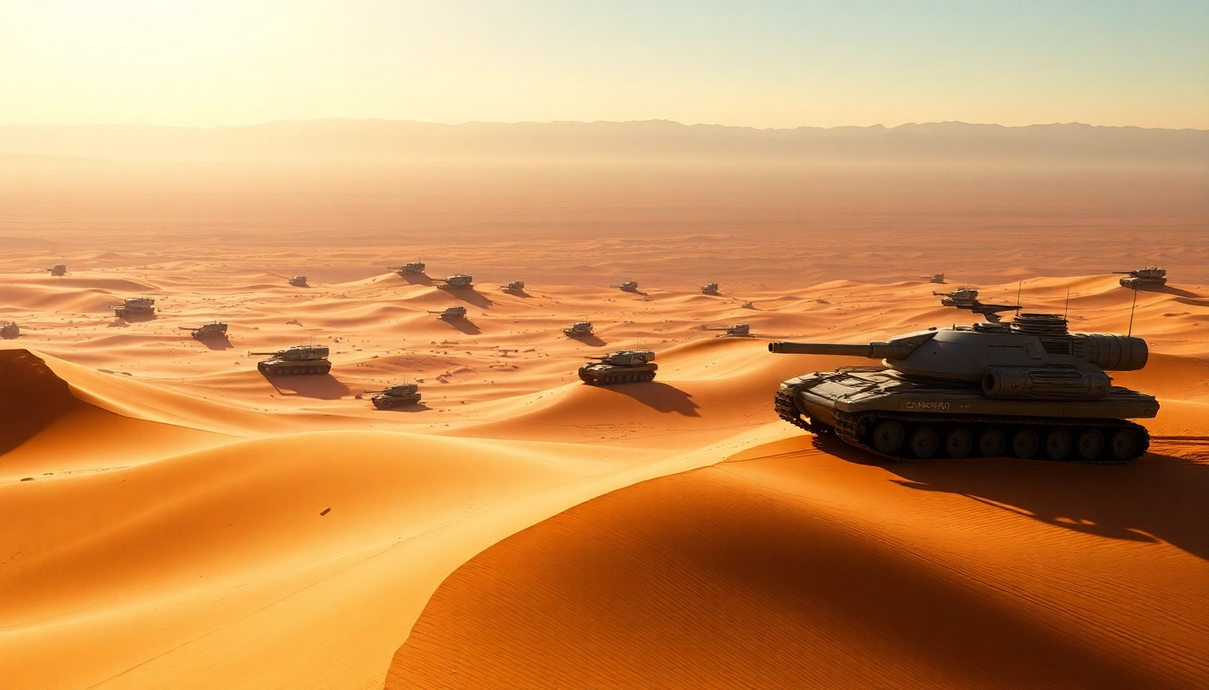 Download Dune 2 game featuring expansive desert landscapes and futuristic vehicles.
