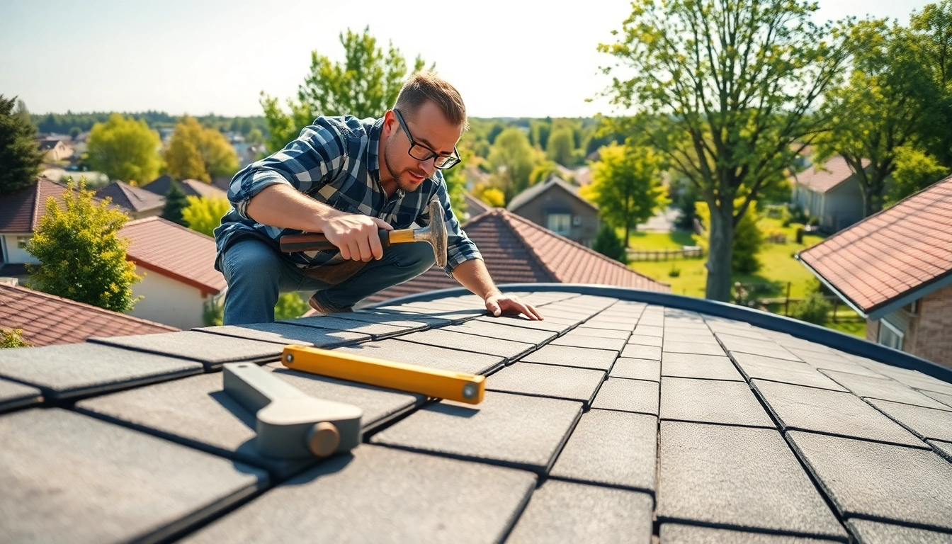 Skilled dakdekker beekbergen installing roofing with precision on a sunny day.