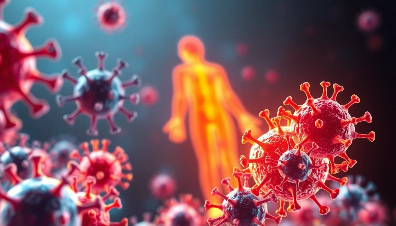 Immune cells combating autoimmune disease, depicting the body's defense against illness.