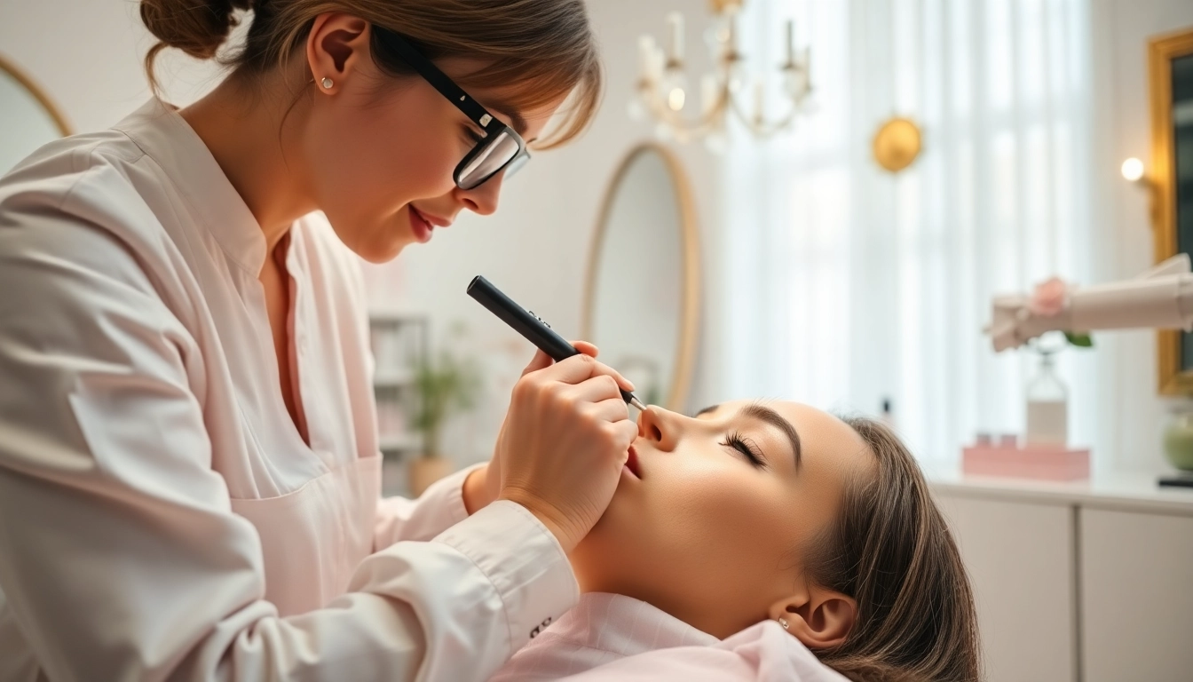 Enhance your skills with the Lash Course as a beauty technician applies eyelashes in a professional setting.